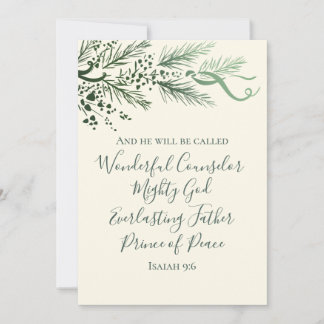 Isaiah 9:6 Scripture Pine & Bow Photo Christmas Feestdagenkaart