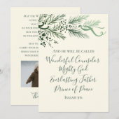 Isaiah 9:6 Scripture Pine & Bow Photo Christmas Feestdagenkaart (Voorkant / Achterkant)