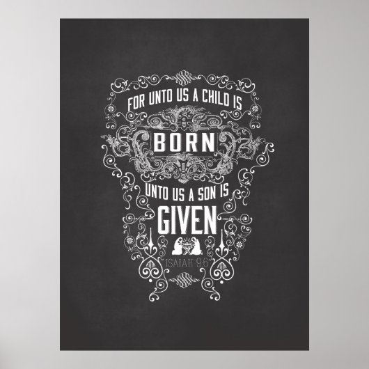 Isaiah 9:6 tot ons een kind wordt geboren in Chalk Poster (Voorkant)