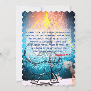 Isaiah 9:6 tot ons een kind wordt geboren met kers feestdagenkaart