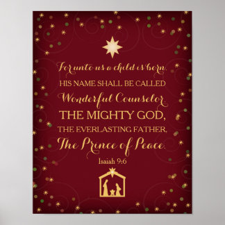 Isaiah 9:6 voor de Verenigde Staten wordt een kind Poster
