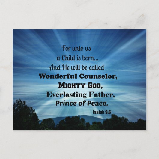 Isaiah 9:6 Voor ons is een kind geboren. Briefkaart (Voorkant)
