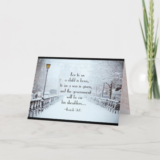 Isaiah 9:6 Voor ons is een kind geboren, Kerstmis Feestdagen Kaart (Voorkant)