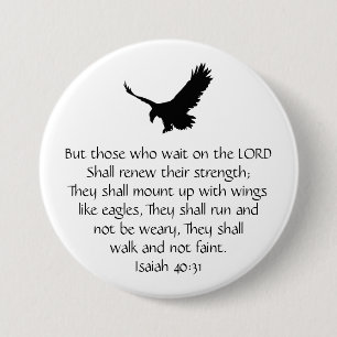 Isaiah Bijbelscript wacht op Lord Eagle Ronde Button 7,6 Cm