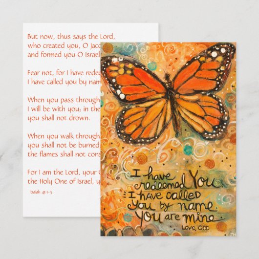 Isaiah Prayer-kaart met vlinder (Voorkant / Achterkant)