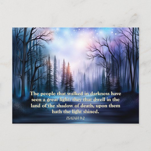 Isaiah Vers Rustieke Bos Kerstmis Christelijk Feestdagenkaart (Voorkant)