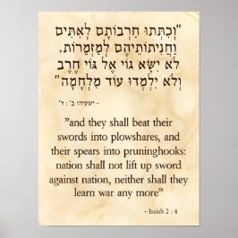 Isaiah's end-time profetie in het Hebreeuws en het Poster