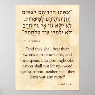 Isaiah's end-time profetie in het Hebreeuws en het Poster