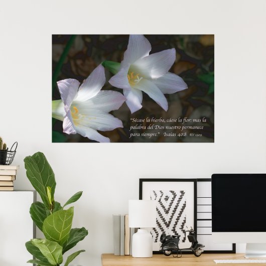 Isaias 40:8 con Lirios Poster (Thuiskantoor)
