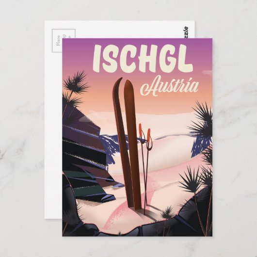 Ischgl Austria  ski poster. Briefkaart (Voorkant / Achterkant)
