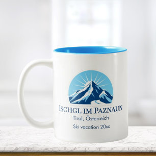 Ischgl im Paznaun Oostenrijk skigebied outfit pet Tweekleurige Koffiemok