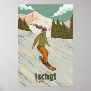 Ischgl Oostenrijk Snowboarden Reisposter Poster