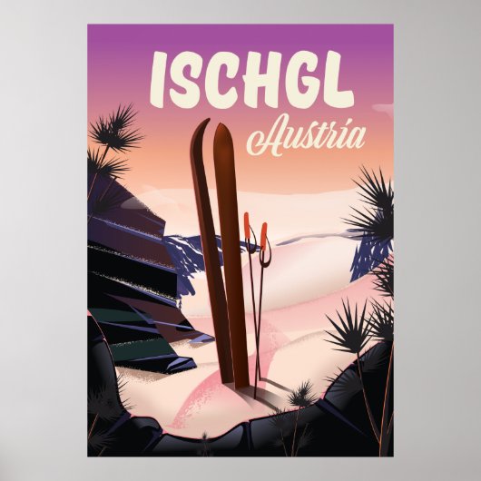 Ischgl Oostenrijk vintage skiposter. Poster (Voorkant)