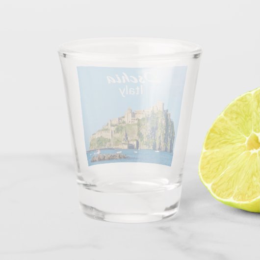Ischia Castello Aragonese Souvenir Shot Glas (Achterkant)