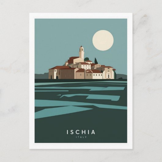 Ischia Italië Stylist Illustratie Briefkaart (Voorkant)