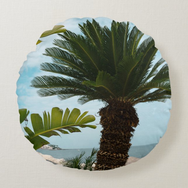 Ischia Ponte Oceanfront Palm Sereniteit 1 Rond Kussen (Voorkant)
