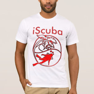 iScuba - Rode cirkel met palm en duiker T-shirt