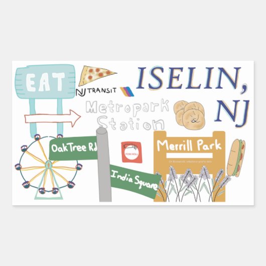 Iselin, NJ Doodle Sticker (Voorkant)