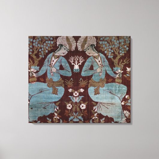 Isfahan-stijlpaneel, Perzisch, 17e eeuw (zijde) Canvas Afdruk (Voorkant)