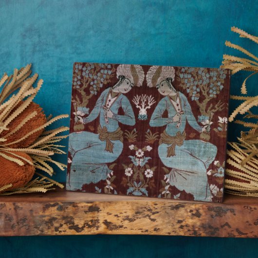 Isfahan-stijlpaneel, Perzisch, 17e eeuw (zijde) Fotoplaat (Zijkant)