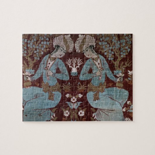 Isfahan-stijlpaneel, Perzisch, 17e eeuw (zijde) Legpuzzel (Horizontaal)