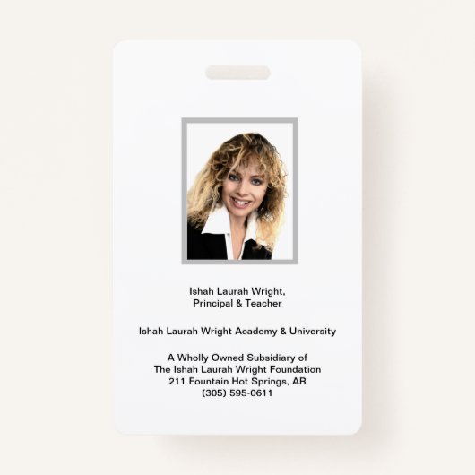 Ishah Laurah Wright Academy and University Badge (Voorkant)