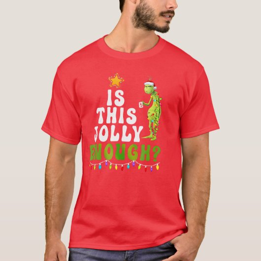 ishis Jolly Enough Green Merry Christmasree Lights T-shirt (Voorkant)