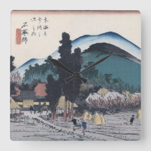 Ishiyakushi door Hiroshige Japanese ukiyo-E Vierkante Klok