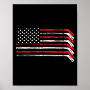 Ishockeysticks Us Vlag Patriottische Speler Mannen Poster