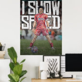 ishowspeed Geïnspireerde Voetbalillustratie Poster (Thuiskantoor)