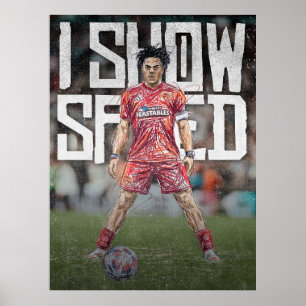 ishowspeed Geïnspireerde Voetbalillustratie Poster