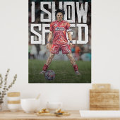 ishowspeed Geïnspireerde Voetbalillustratie Poster (Keuken)