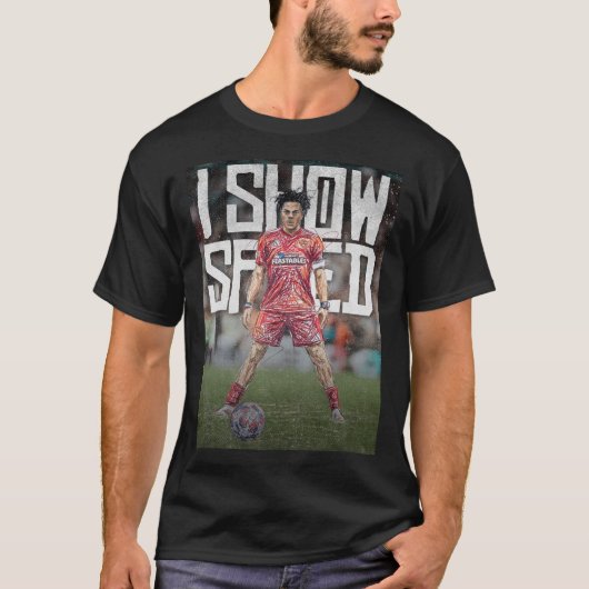 ishowspeed Inspired Football Illustration T-shirt (Voorkant)