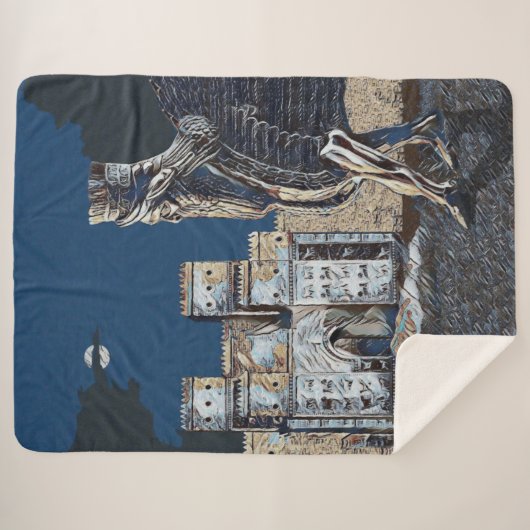 Ishtar Gate & Lamassu Sherpa Blanket Deken (Voorkant (horizontaal))