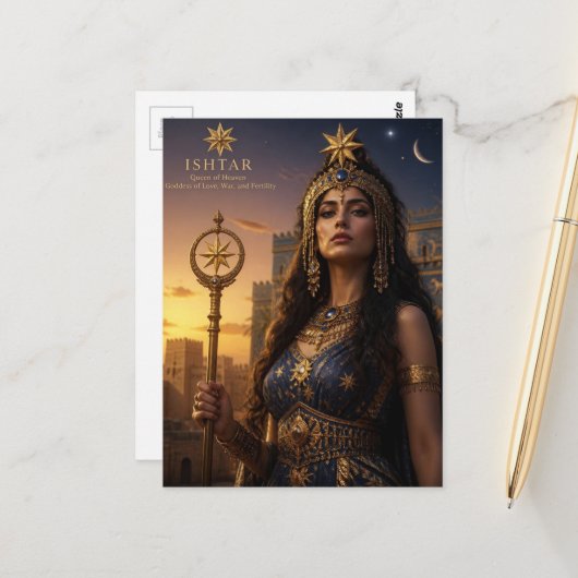 Ishtar Godin Briefkaart (Voorkant / Achterkant in situ)