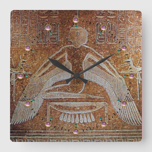 ISIS, Antiek Brown Sepia Vierkante Klok (Voorkant)