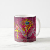 ISIS, GOLD ANKH EN BLAUW HORUS EYE Antiek Roze Koffiemok (Voorkant rechts)