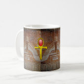 ISIS,GOLD ANKH,RED RUBY Egyptian Goddess Brown Koffiemok (Voorkant links)