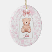 Isla | Aangepaste Roze Teddybeer Nursery Design Keramisch Ornament (Rechts)