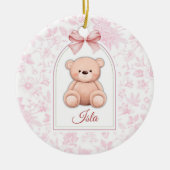 Isla | Aangepaste Roze Teddybeer Nursery Design Keramisch Ornament (Voorkant)