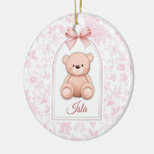 Isla | Aangepaste Roze Teddybeer Nursery Design Keramisch Ornament (Links)