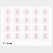Isla | Aangepaste Roze Teddybeer Nursery Design Ronde Sticker (Vel)