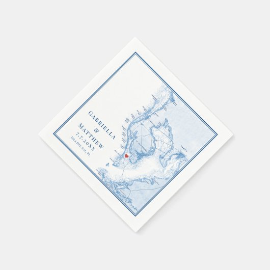 Isla Del Sol Florida Kaart Elegant Bruiloft Servet (Hoek)