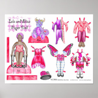 Isla en Eliza Paper Doll Set - Afspelen of weergev Poster