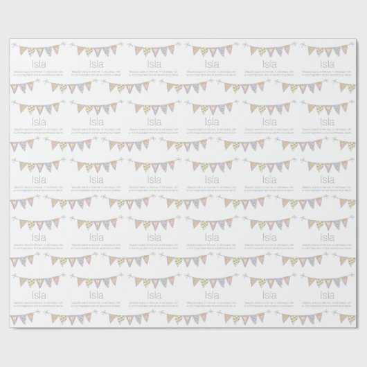 Isla gepersonaliseerde naam bunting gift cadeaupapier (Vlak)