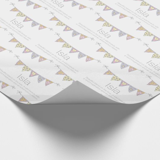 Isla gepersonaliseerde naam bunting gift cadeaupapier (Hoek)