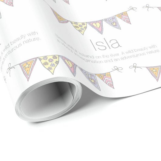 Isla gepersonaliseerde naam bunting gift cadeaupapier (Rol Hoek)