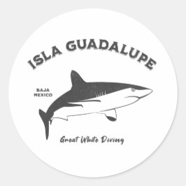 Isla Guadalupe Great White Shark Diving Distress Ronde Sticker