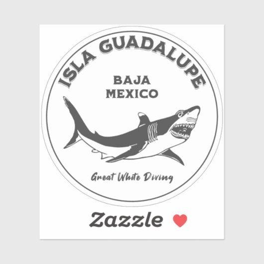 Isla Guadalupe Grote Witte Haai v2 Duiken Sticker (Vel)