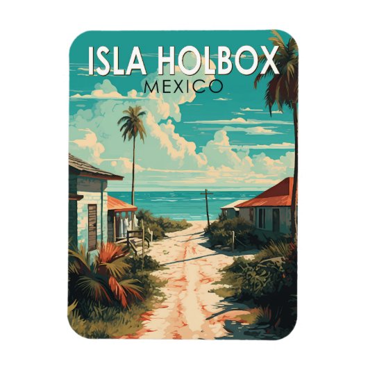 Isla Holbox Mexico Reis Kunst Vintage Magneet (Verticaal)